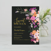 ロマンチックなパステル野生の花春甘い16 箔招待状 (立ち正面)