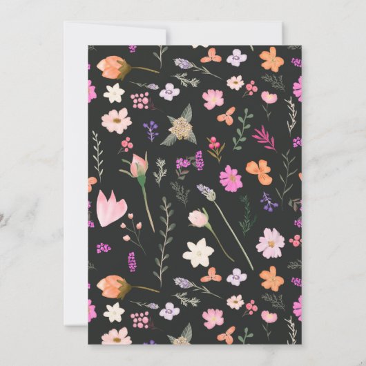 ロマンチックなパステル野生の花春赤ちゃんシャワー 招待状 (裏面)