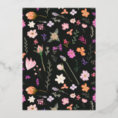ロマンチックなパステル野生の花春赤ちゃんシャワー 箔招待状 (裏面)