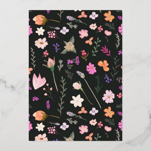 ロマンチックなパステル野生の花春赤ちゃんシャワー 箔招待状 (裏面)