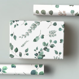 ロマンチックなパステル&ダークグリーン,ピンクユーカリ ラッピングペーパーシート