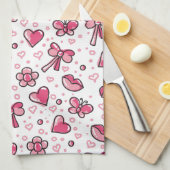 ロマンチックなパターン キッチンタオル (四つ折り)