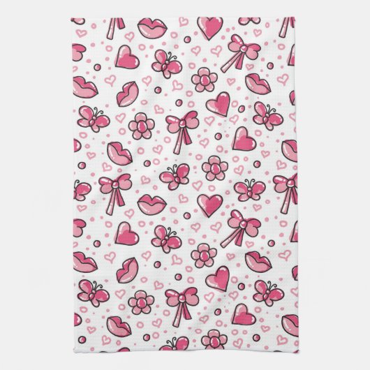 ロマンチックなパターン キッチンタオル (縦)