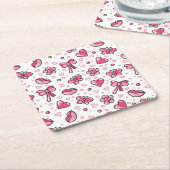 ロマンチックなパターン スクエアペーパーコースター (アングル)