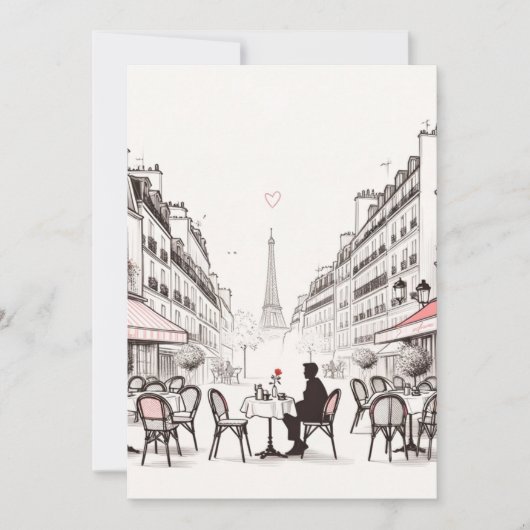ロマンチックなパリのカフェ。一人用の席 シーズンカード (正面)