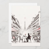 ロマンチックなパリのカフェ。一人用の席 シーズンカード (正面/裏面)