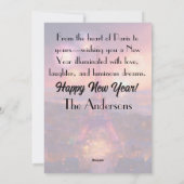 ロマンチックなパリのスカイライン　新年の願い シーズンカード (裏面)