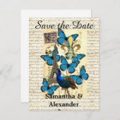 ロマンチックなパリのテーマは日付を保存 案内ポストカード (正面/裏面)