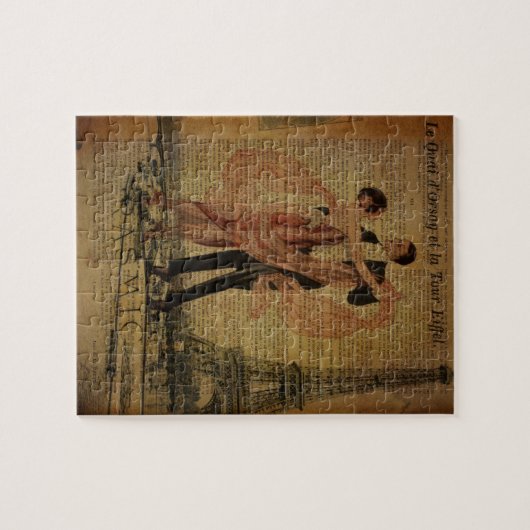 ロマンチックなパリの結婚式のワルツの社交ダンスのダンサー ジグソーパズル (横)