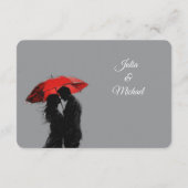 ロマンチックなパリの赤い傘ラブシルエット エンクロージャーカード (裏面)