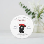 ロマンチックなパリの赤い傘ラブシルエット 招待状 (スタンド正面)