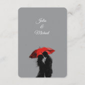 ロマンチックなパリの赤い傘  愛のシルエット エンクロージャーカード (裏面)
