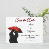 ロマンチックなパリの赤い傘 愛のシルエット セーブザデート (スタンド正面)