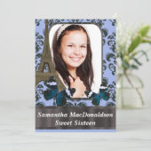 ロマンチックなパリのsweet sixteenの誕生日 招待状 (スタンド正面)