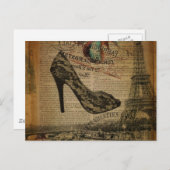 ロマンチックなパリエッフェルタワーガーリーレーススティレット ポストカード (正面/裏面)