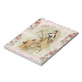 ロマンチックなパリラバーズピンクシャビシック ノートパッド (回転)