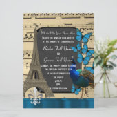 ロマンチックなパリ、孔雀と蝶のウェディング 招待状 (スタンド正面)