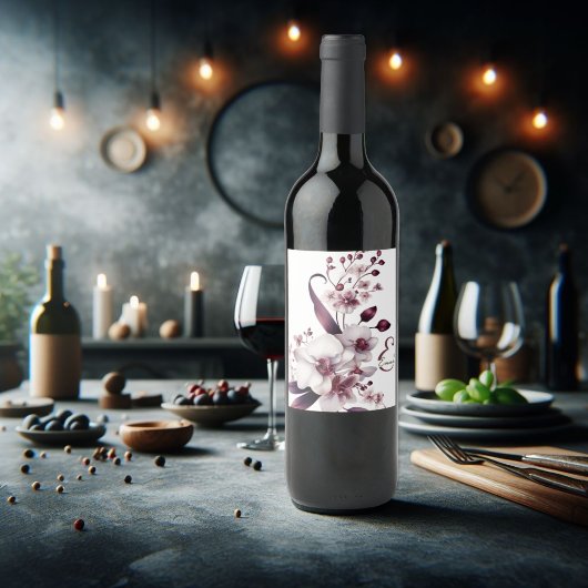 ロマンチックなパーソナライズ オーチッド ワインラベル