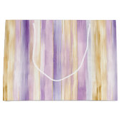 ロマンチックなパープルクリームのアイリスストライプ ブライダルシャワー ラージペーパーバッグ (正面)