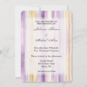 ロマンチックなパープルクリームアイリスストライプズ結婚ズの 招待状 (正面)