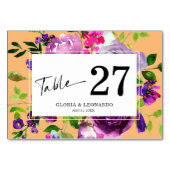 ロマンチックなパープル結婚フローラのテーブル番号 テーブルナンバー (裏面)