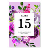 ロマンチックなパープル結婚フローラのテーブル番号 テーブルナンバー (正面)