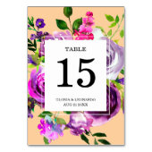 ロマンチックなパープル結婚フローラのテーブル番号 テーブルナンバー (裏面)