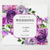 ロマンチックなパープル結婚フローラのワインラベル スパークリングワインラベル (シングルラベル)