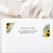 ロマンチックなヒマワリの水彩 ラベル (インサイチュ)