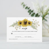 ロマンチックなヒマワリの水彩 出欠カード (スタンド正面)
