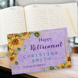 ロマンチックなヒマワリの水色引退パーティー ゲストブック