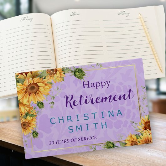 ロマンチックなヒマワリの水色引退パーティー ゲストブック