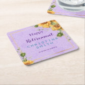 ロマンチックなヒマワリの水色引退パーティー スクエアペーパーコースター (アングル)