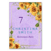 ロマンチックなヒマワリの水色引退パーティー テーブルナンバー (正面)