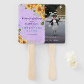 ロマンチックなヒマワリの水色引退パーティー ハンドファン (正面&裏面)