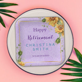 ロマンチックなヒマワリの水色引退パーティー ペーパープレート