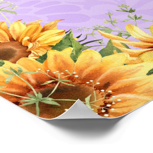 ロマンチックなヒマワリの水色引退パーティー ポスター (角)