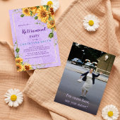 ロマンチックなヒマワリの水色引退パーティー 招待状