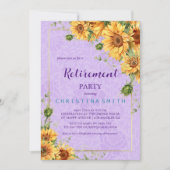 ロマンチックなヒマワリの水色引退パーティー 招待状 (正面)