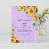 ロマンチックなヒマワリの水色引退パーティー 招待状 (スタンド正面)