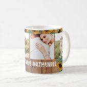 ロマンチックなヒマワリ金ゴールドホワイトカップル写真コラージュ コーヒーマグカップ (正面右)