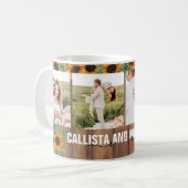 ロマンチックなヒマワリ金ゴールドホワイトカップル写真コラージュ コーヒーマグカップ (正面左)