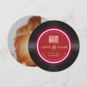 ロマンチックなビニールレコードの写真 ウェディング セーブザデート (正面/裏面)