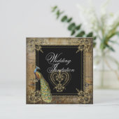 ロマンチックなビンテージターコイズターコイズピーコックウェディング 招待状 (スタンド正面)