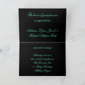 ロマンチックなビンテージターコイズテールピーコックウェディング 招待状 (内部)