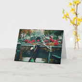 ロマンチックなビンテージ自転車 バレンタインデーのカード カード (黄色い花)