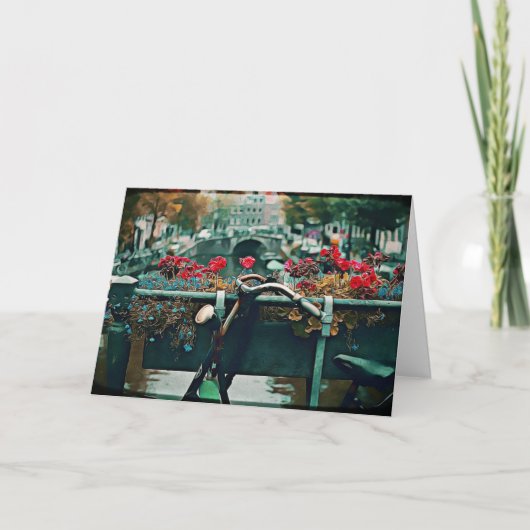 ロマンチックなビンテージ自転車 バレンタインデーのカード カード (正面)