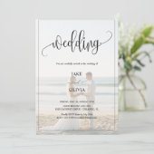 ロマンチックなビーチオンビーチ2写真結婚の 招待状 (スタンド正面)