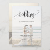 ロマンチックなビーチオンビーチ2写真結婚の 招待状 (正面/裏面)