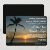 ロマンチックなビーチサンセットウェディング招待状 招待状 (正面/裏面)